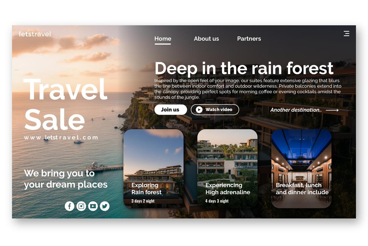 Travel website screenshot